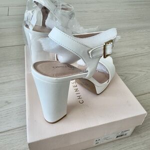 Chinese Laundry Elegant White Block Heels